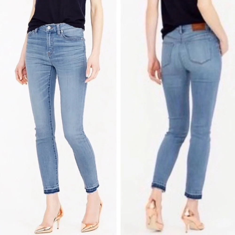 J. Crew Jeans Lookout High Rise Denim Skinny Crop F1904 Frayed Raw Hem Stretch